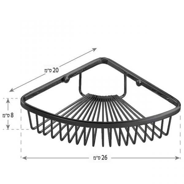 רשת מעוגלת פינתית לקיר מקלחת שחור מט R633BL - Image 2